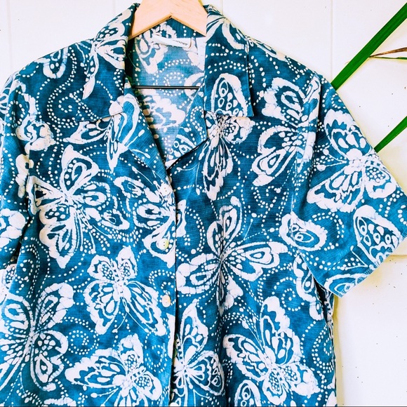 vintage vsco y2k butterfly crop button up popover - Picture 8 of 9